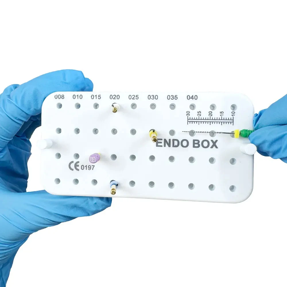 

Dental Endodontic File Stand with Integrated Ruler 40 Hole Autoclavable Organizer for Sterilization and Efficient File Storage