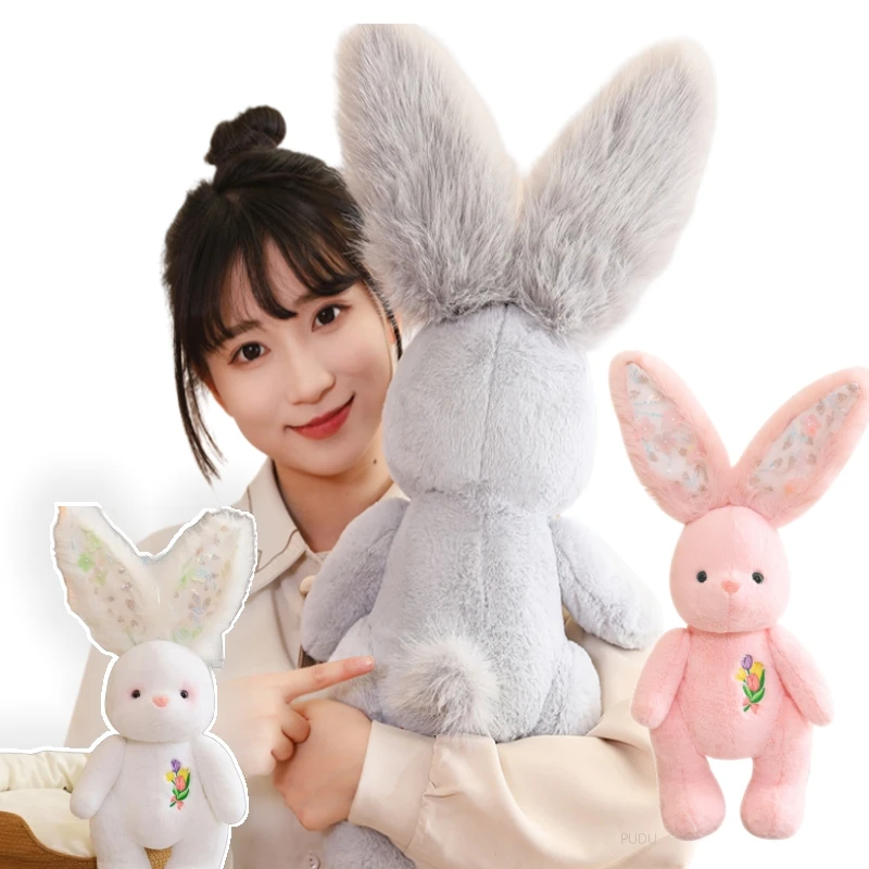 Creative Cartoon 60cm Rabbit Dolls With Swinging Ears Stuffed Animal Bunny Super Soft Throw Pillow for Girl Birthday Gifts Decor