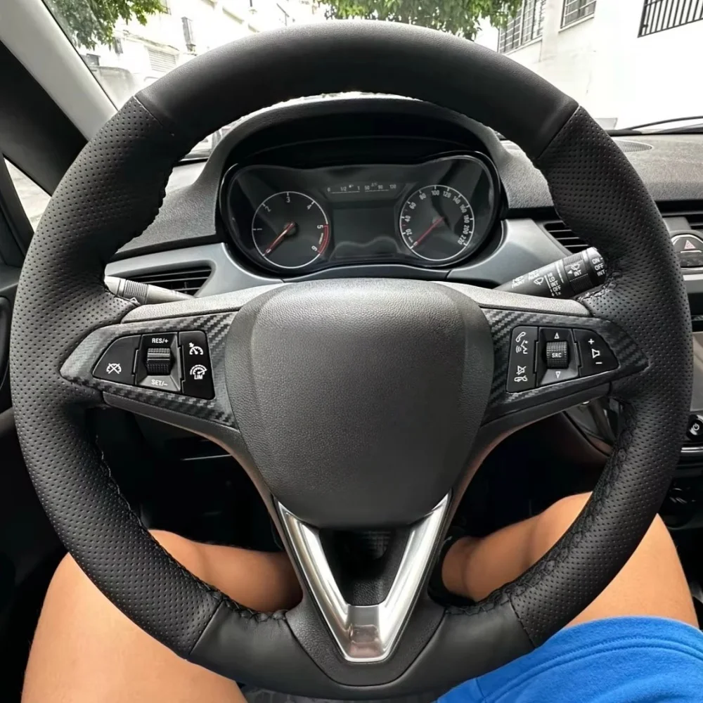 Car Steering Wheel Braid Cover Hand Sewn Leather For Opel Astra (K) Corsa (E) Crossland X Grandland X Insignia Car Accessories - view 2