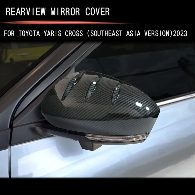 For Toyota Yaris Cross 2023 2024  ABS black carbon Side Door Mirror Cover Trim Rearview Mirror Caps Auto Exterior Accessories