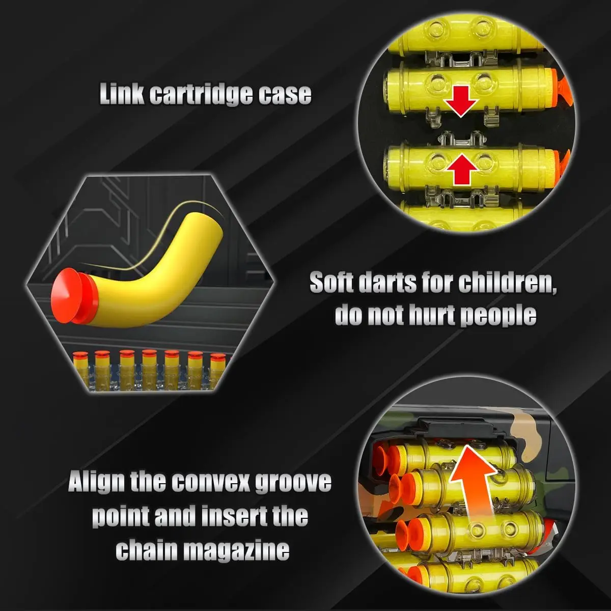 VATOS-juguete blaster de espuma para niños, Clip de cadena, pistola Manual automática, juguete, juego de tiro de 40 dardos, regalo para niños y