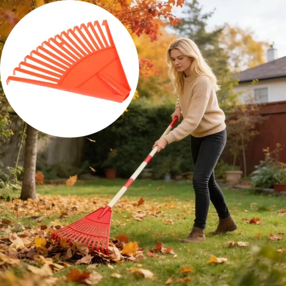 Compost Mixing Plastic Grass Rake High Hardness Portable Compact Leaf Rake Heavy Duty High Strength Garden Rake Lawn Cleaning