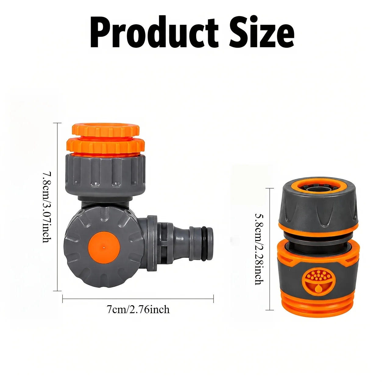 180° Rotatable Garden Hose Connector 2Pcs Durable ABS Tap Adapter 4/Quick Fitting for Watering Car Washing Yard Cleaning