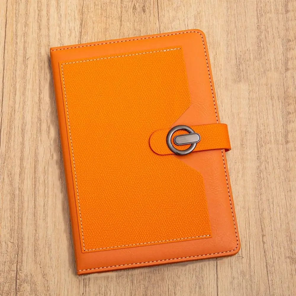 200 Pages A5 Notebook Magnetic Suction Buckle Horizontal Line Business Office Notebook Wear-resistant PU Leather Cover
