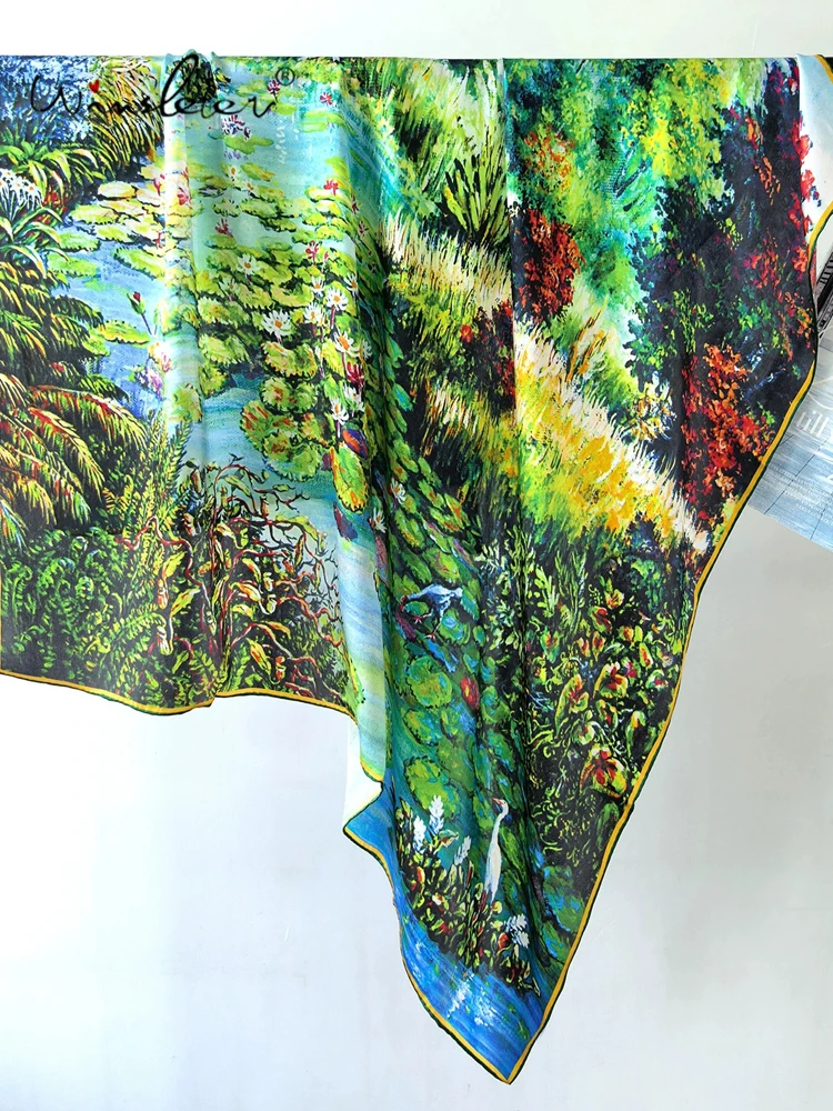 Winsleter-Women 100%Real Silk Plain Satin Elegant Scarf, 110*110CM Print, Mom Gifts Temperament Kerchief, 2026 Autumn A69047CC