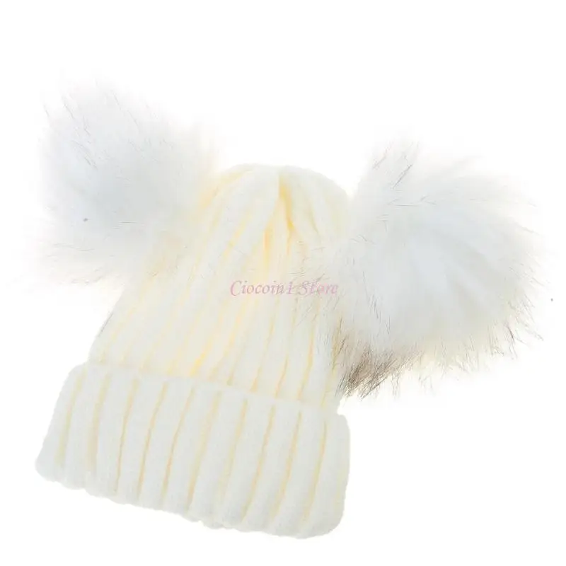 

Y1UB Детская вязаная шапка Уютная зимняя шапка для малышей с милым дизайном с помпонами, многофункциональная детская теплая