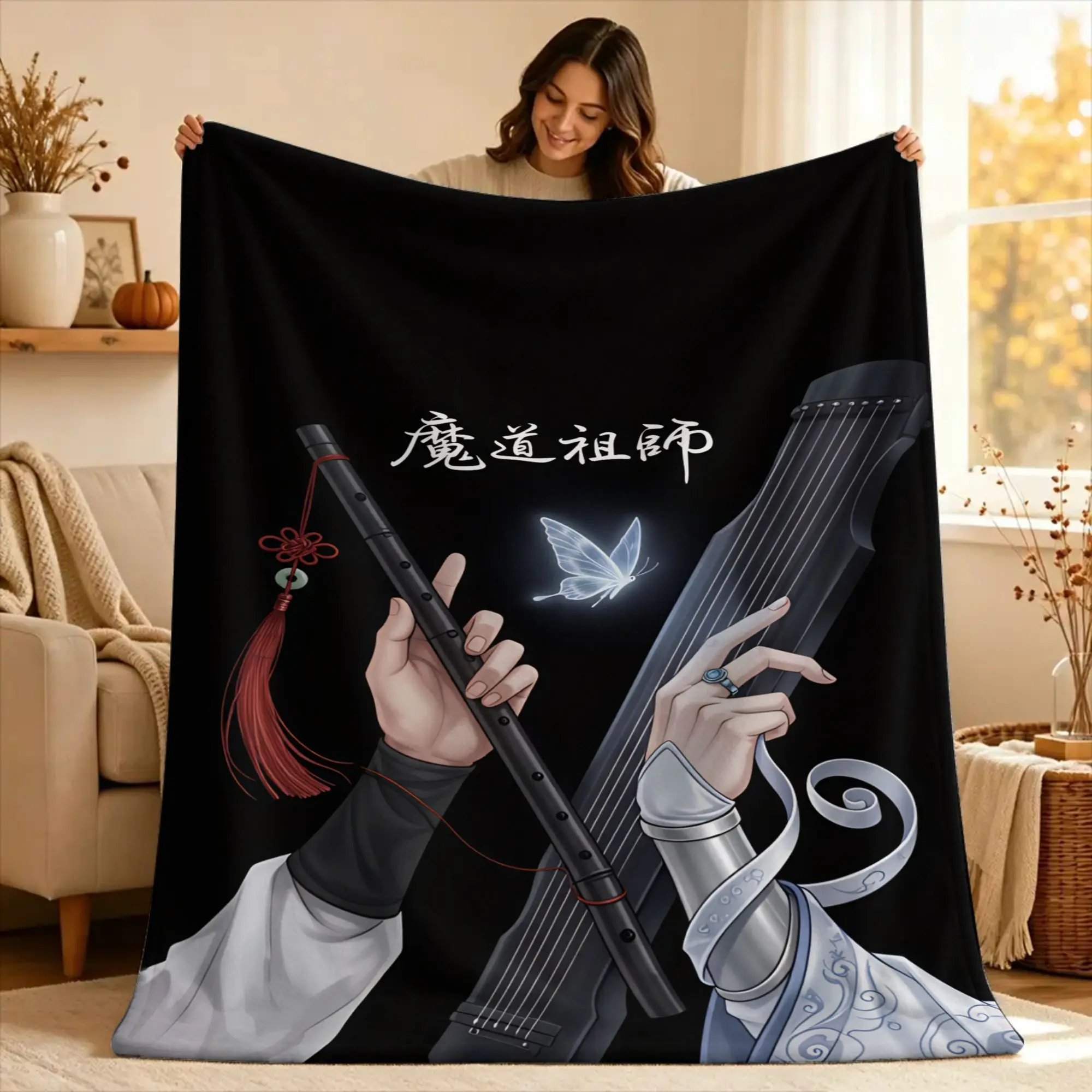 The Untamed Wang Yibo Wei Wuxian  Blankets  For Home Decor Airplane Travel Flannel Bedspread Bed Cover