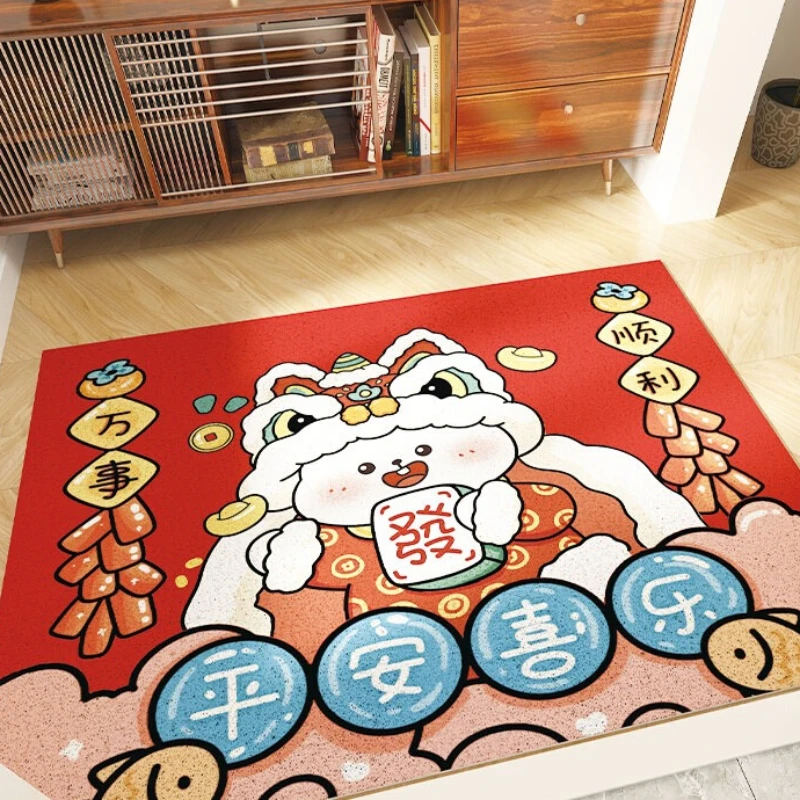 Cute Rabbit Porch Carpet Creative Cartoon Pattern Floor Mat Dirt-resistant Non-slip Foot Mats Can Be Cut Wire Ring PVC Door Mats