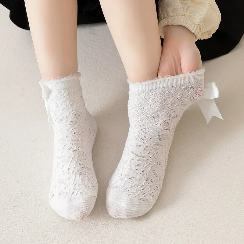 Girls Frilly Socks Lace JK Calf Sock for Kids Sweet Princess Ruffle White Black Color Sock for Children Spring Summer Clothing