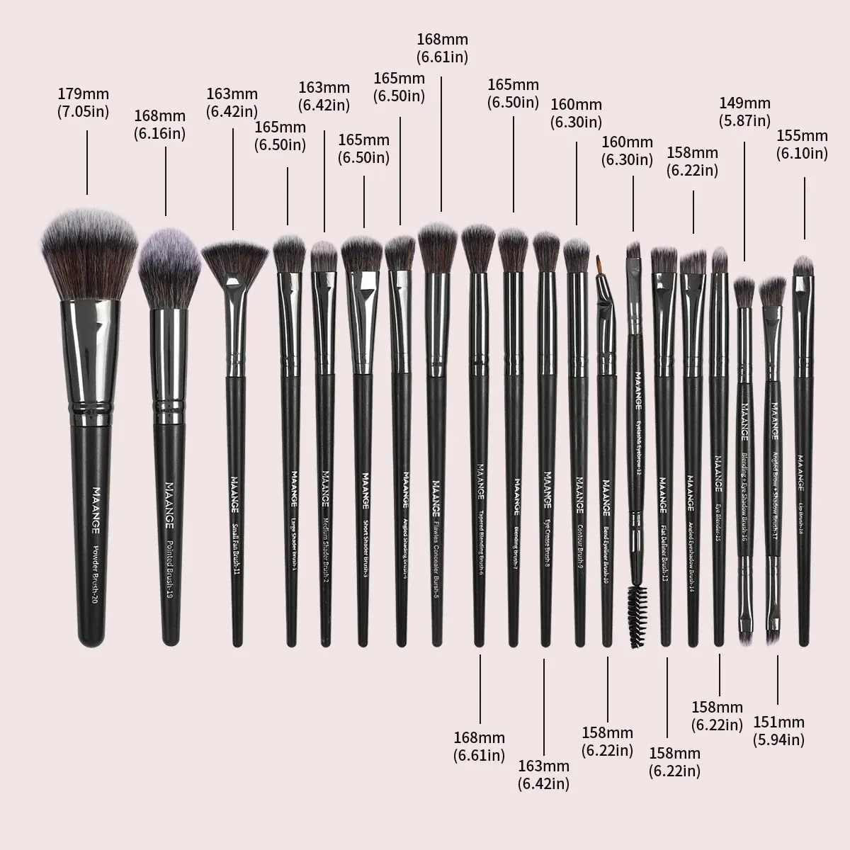 MAANGE 20 Stuks Professionele Make-Up Kwasten Set Foundation Concealer Oogschaduw Blush Brush Blending Beauty Tools met Draagbare Doos