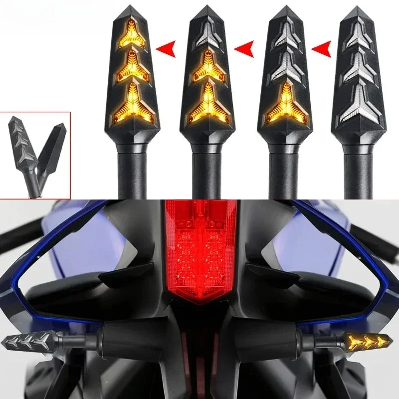 LED Motorcycle Turn Fish bone lamp Turn Signals Flowing Water Flashing Lights Colorful Driving lights Motorbike Indicator Lamp