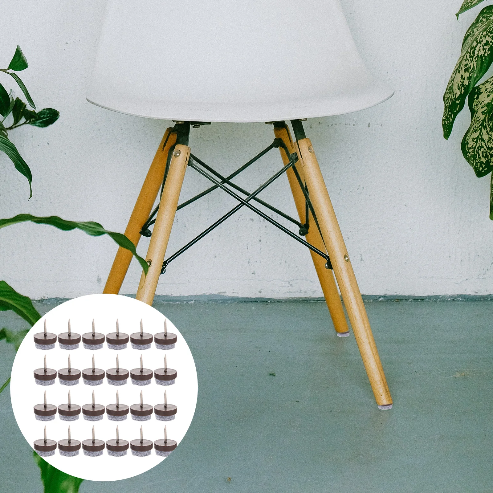 60 ชิ้นพื้นพรมเฟอร์นิเจอร์ Felt ฟุตรอบ Pad แผ่นกันลื่นเก้าอี้สกรูสีน้ําตาล Glides เล็บ