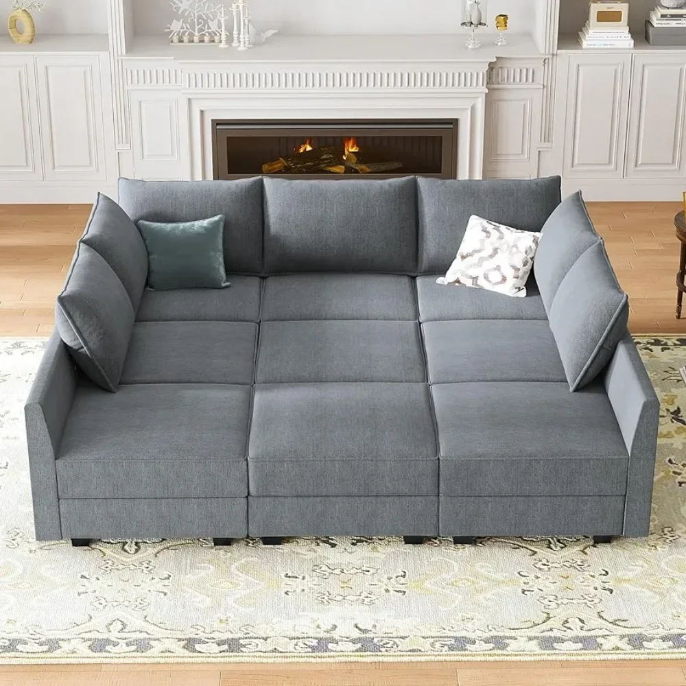 

Living Room Sofa with Storage Seat Reversible, Oversized Sleeper Sectional Sofa Set, Modular Sectional Sleeper Sofa Bed