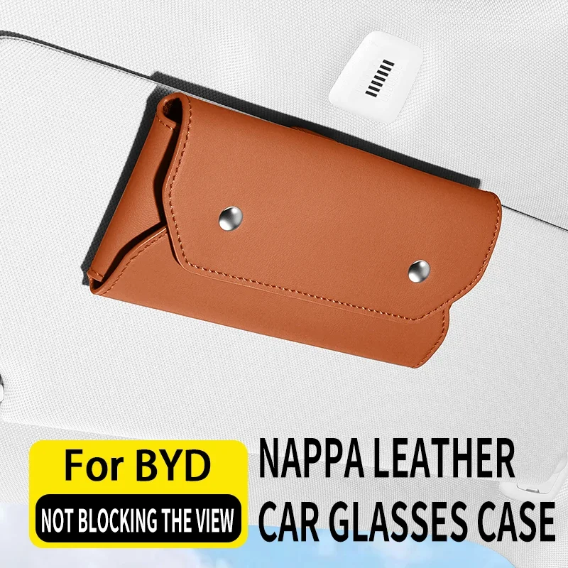 For BYD Sealion 7 8 Atto 8 Tang Napa Leather Car Sun Visor Sunglasses Holder Clip Glasses Storage Box Auto Interior Accessories