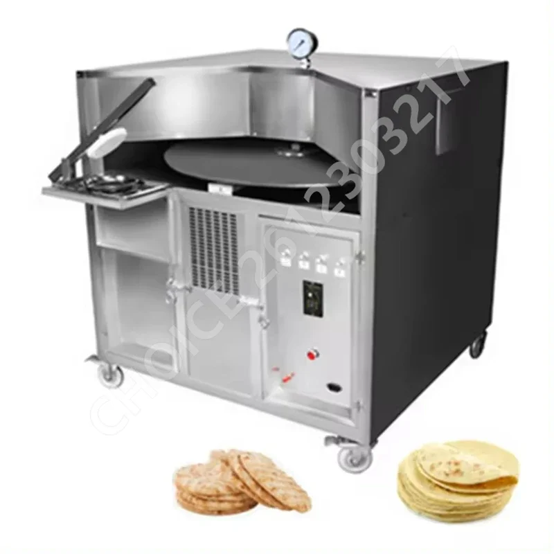 Commercial Rotating Flat Naan Bake Making Big Capacity Electric Gas Tandoor Lebanese Chapati Arabic Roti Pita Bread Oven