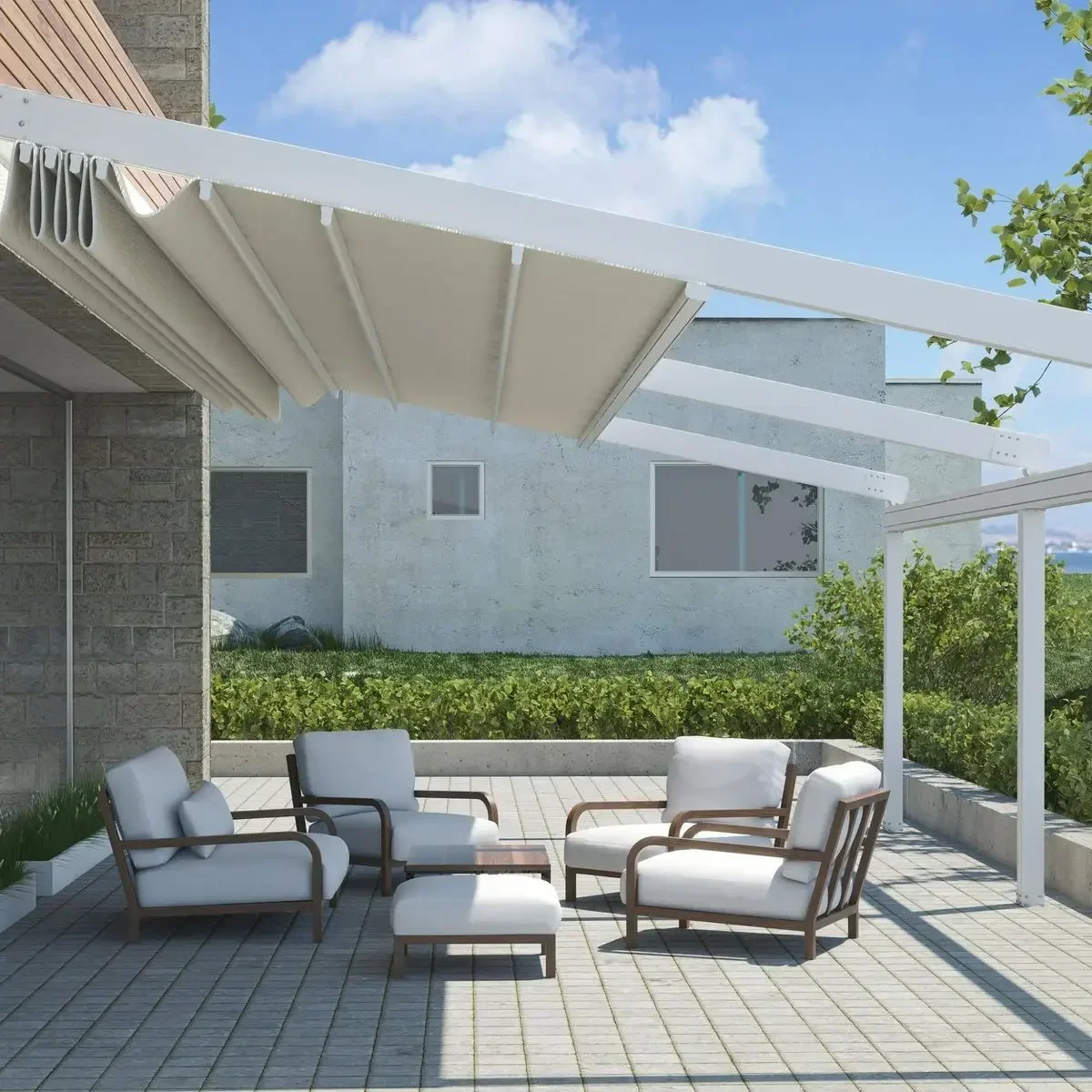 Factory Direct 2026 Modern Motorized Awning Led, Light Pergola Aluminum Frame, Outdoor Garden Patio, Conservatory Gazebos