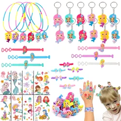 Mermaid Party Cartoon Mermaid Silicone Necklace Bracelet Ring Keychain for Girls Birthday Goodie Gift Under The Sea Party Favors