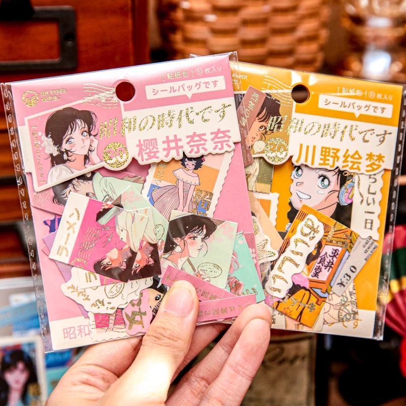 

15x2 шт./упак. Ретро Ins японский Эра Шова мультфильм аниме персонаж лазерные золотые наклейки DIY дневник альбом милые канцелярские наклейки