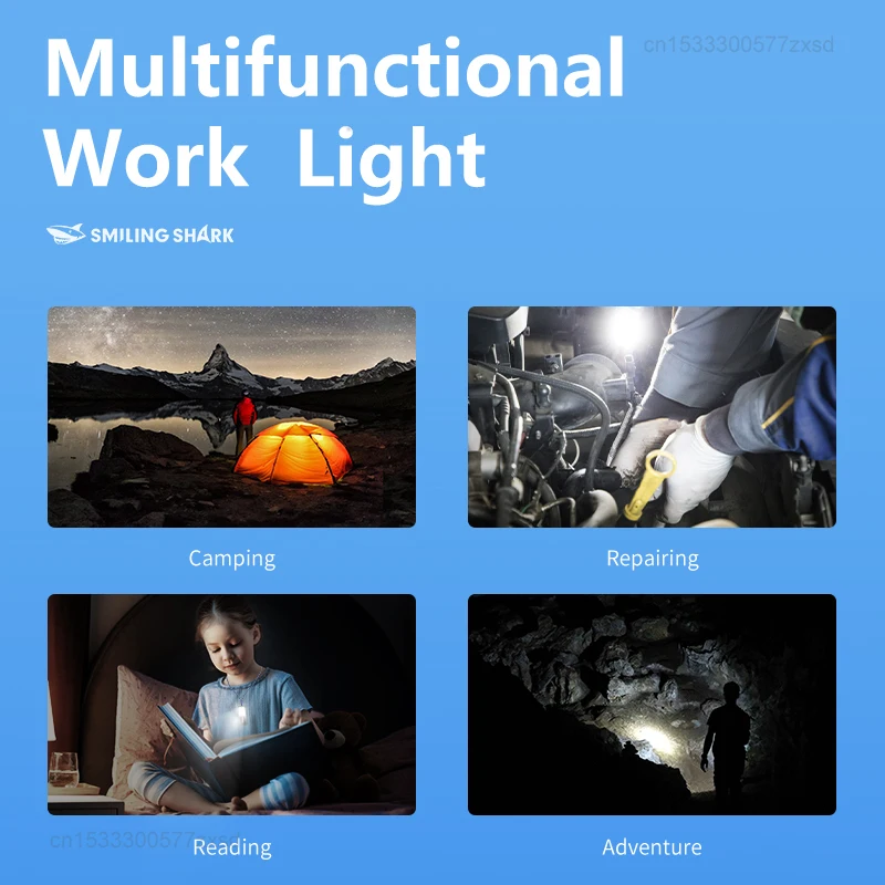Xiaomi-ミニ充電式ワークライト,穂軸懐中電灯,クリップ付きポケット懐中電灯,屋外キャンプ用ランプ,笑顔のサメ,tip065