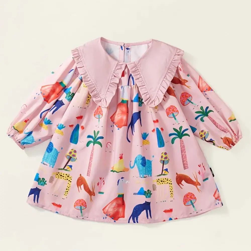 

Children Dresses 2024 Baby Girl Autumn Clothing Long Sleeve Scrawl Loose Casual Dress For Kids Costume 2 3 4 5 6 7 8 Years