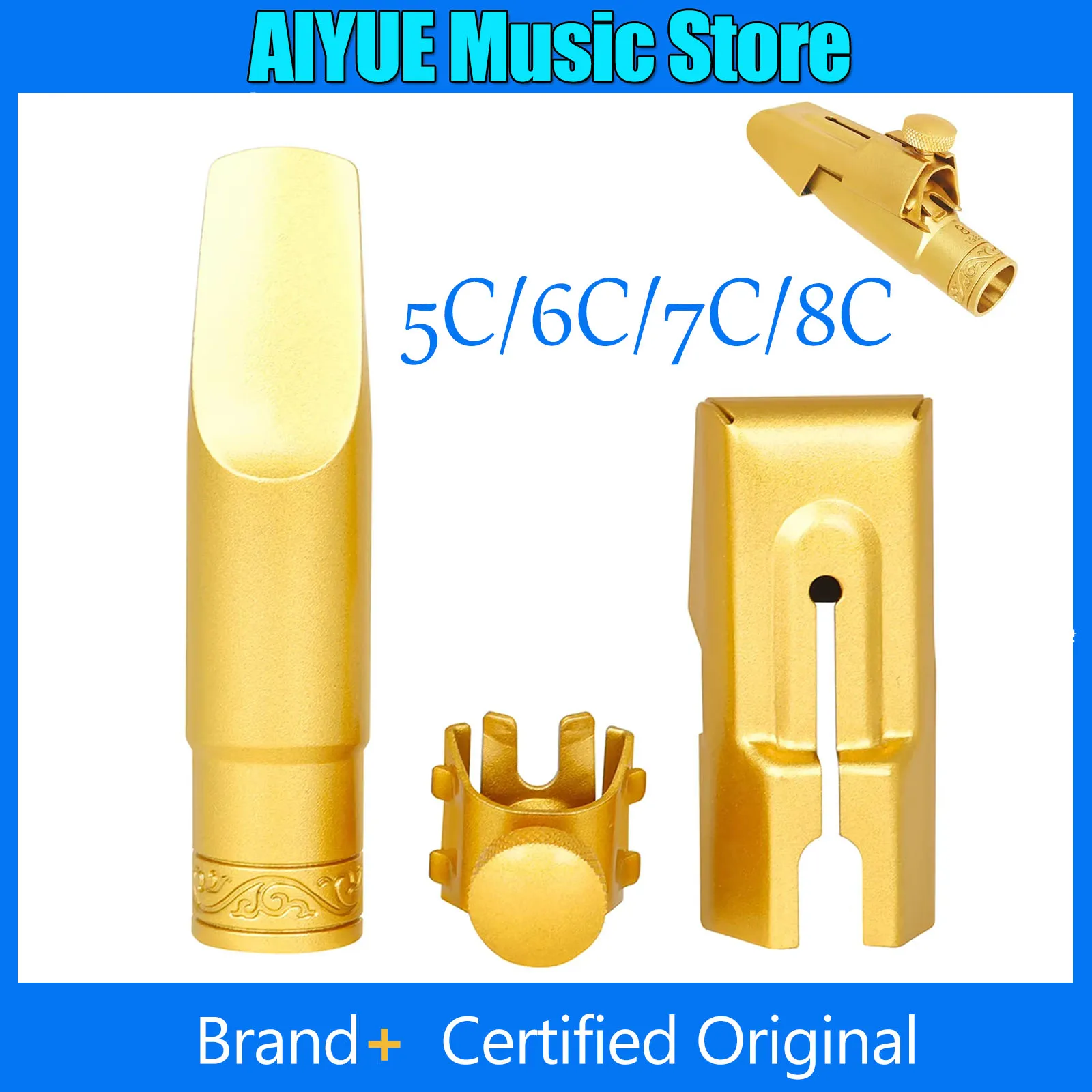 

Soprano Saxophone Mouthpiece Gold 5C 6C 7C 8C Frosted Metal Sax Mouthpiece Sliding Cover Design Sax Woodwind Instrument Parts