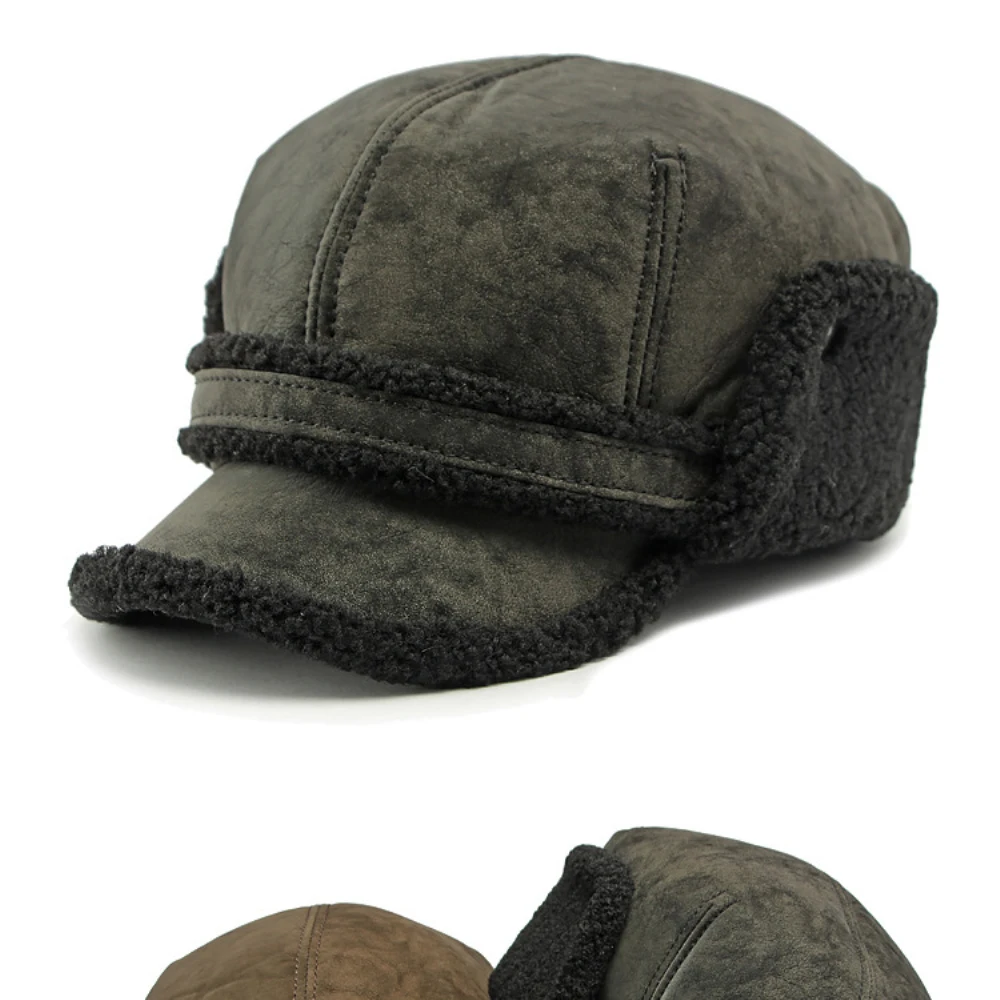 HT4544 Hohe Qualität Männer Frauen Winter Baseball Kappe Berber Fleece Wildleder Baseball Hüte Dicke Warme Snapback Kappe Papa Hut Earflap Caps – Detail 2