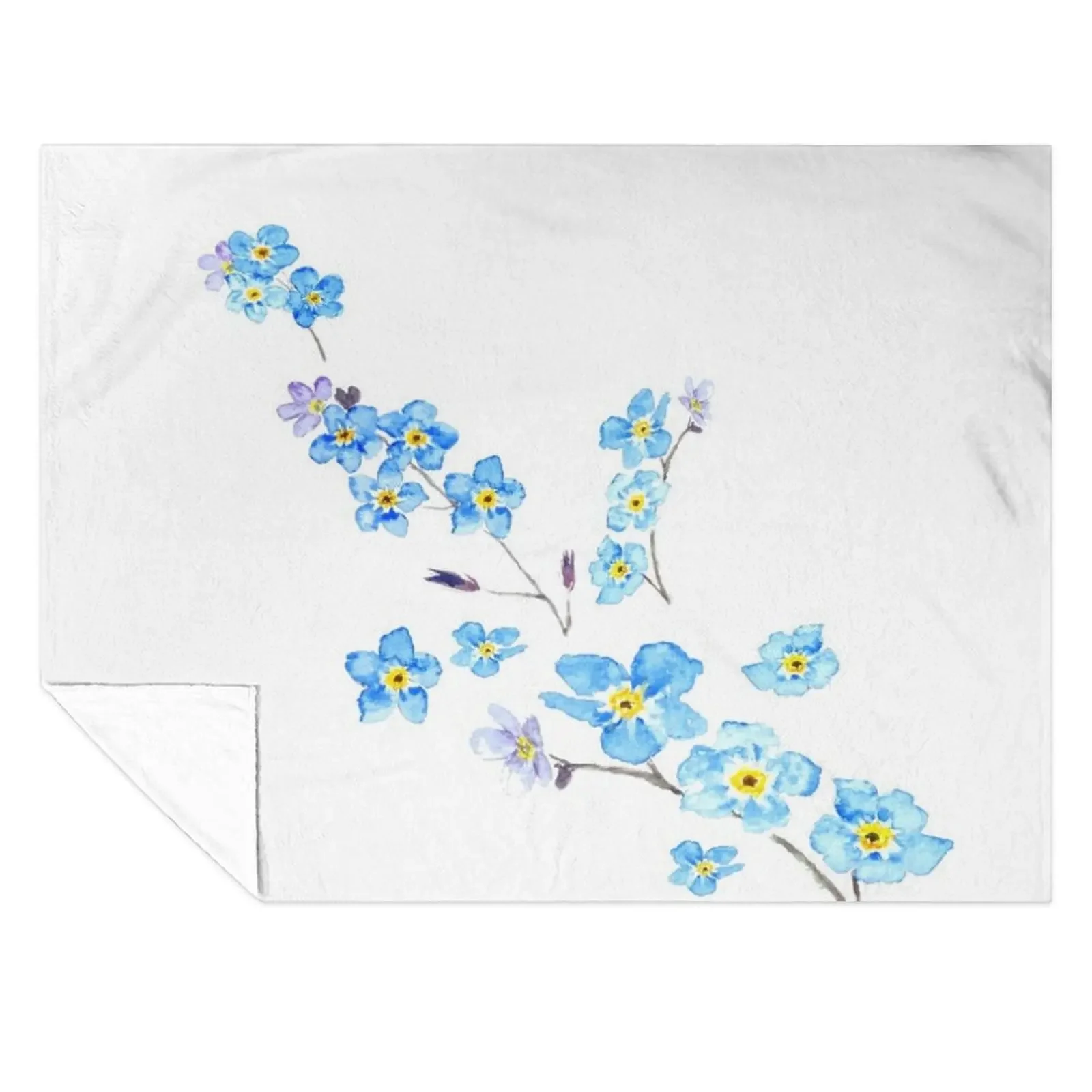

blue forget me not watercolor painting Throw Blanket Luxury Designer Weighted Bed covers Sofa Quilt Blankets