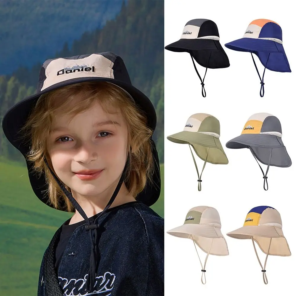

Neck Protection Children’s Wide-Brim Sun Hat Quick-Dry Windproof Kids’ UV Protection Hat Breathable Waterproof Fisherman Hat