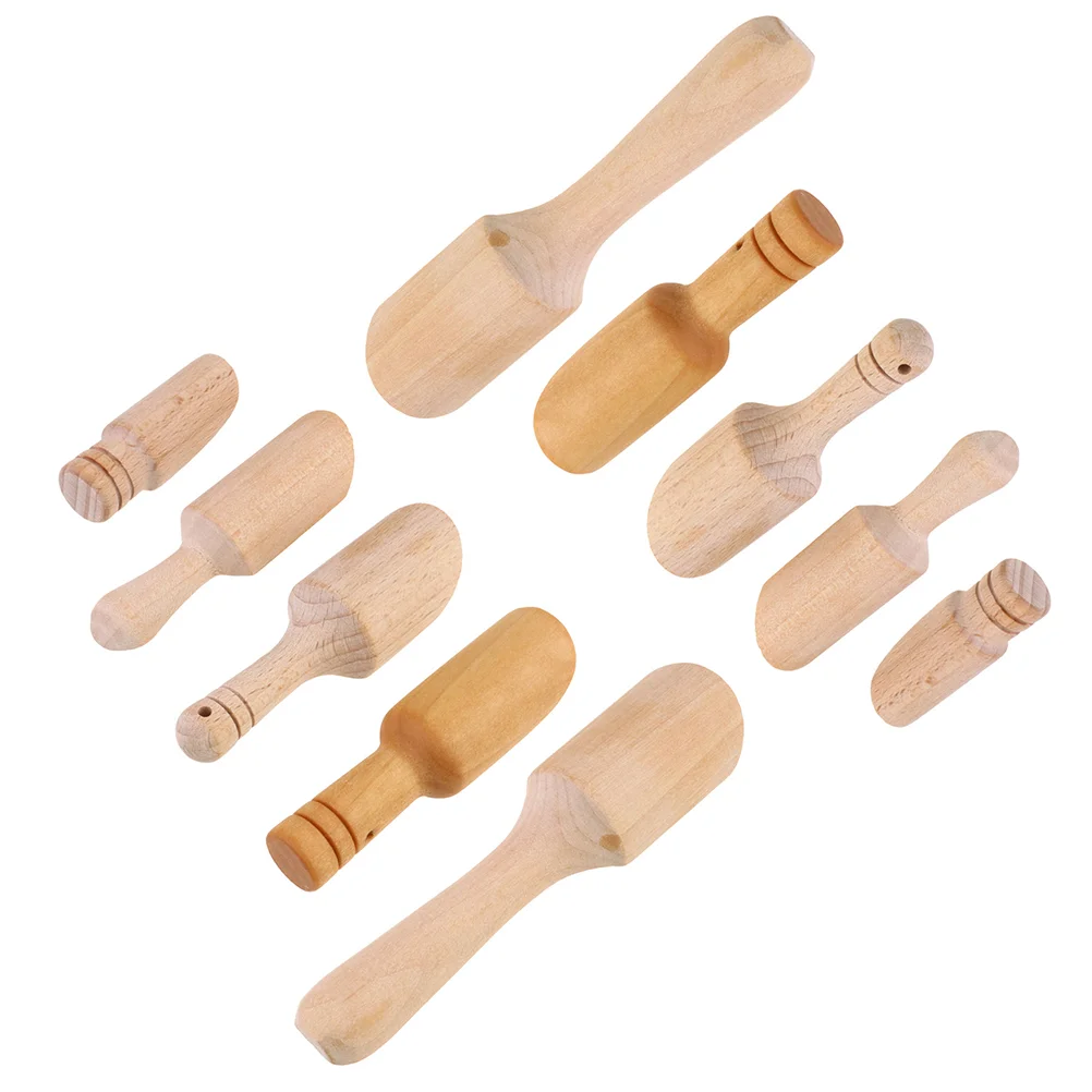 

10 Pcs Small Wooden Spoon Salt Shaker Kitchen Bowl with Lid and Dispenser Scoop