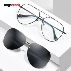Fashion Double Bridge Pilot Spectacle Big Optical Frame Men Clip On Sunglass Polarized Magnetic Glasses Prescription Eyeglasses
