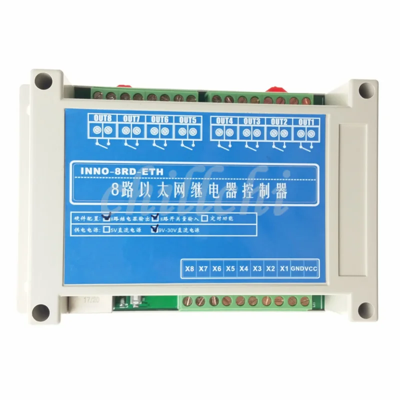 8 Way Network Ethernet, Internet Relay Switch, RJ45 Cable, TCP/IP, MODBUS, RTU