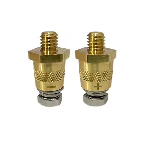 1 Pair Battery Pole Adapter Brass Battery Terminal Connector M6 Thread Positive Negative Battery Post Connector Terminal Adapter