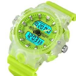 STRYVE 8028 Men Watch Sport Waterproof Stopwatch Digital Wristwatches Week Display Alarm Clock Quartz Analog Electronic Watches