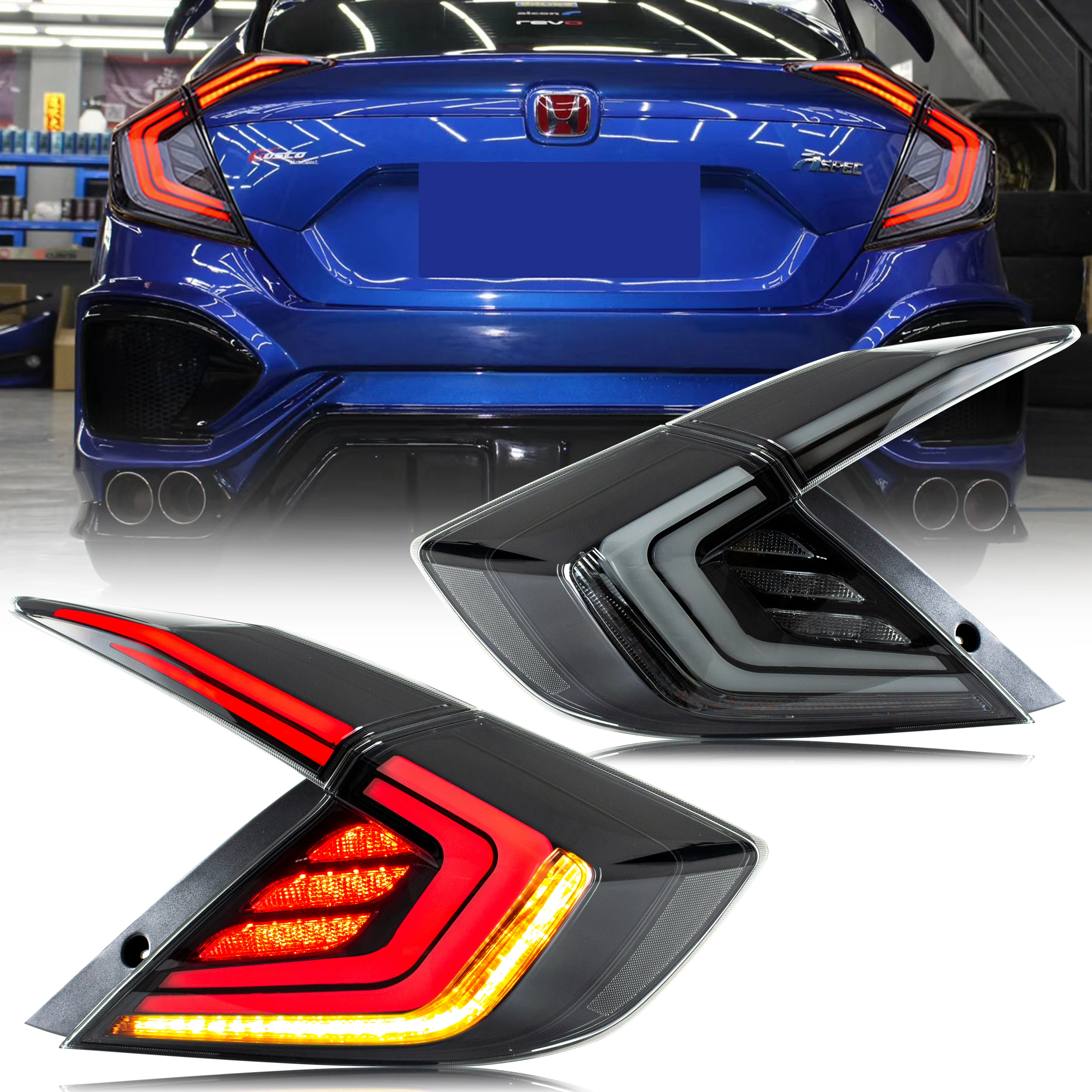 

LED Clear Tail Lights for Honda Civic 2016-2021 10th GEN Sedan Start-up Animation Sequential Rear Lamps