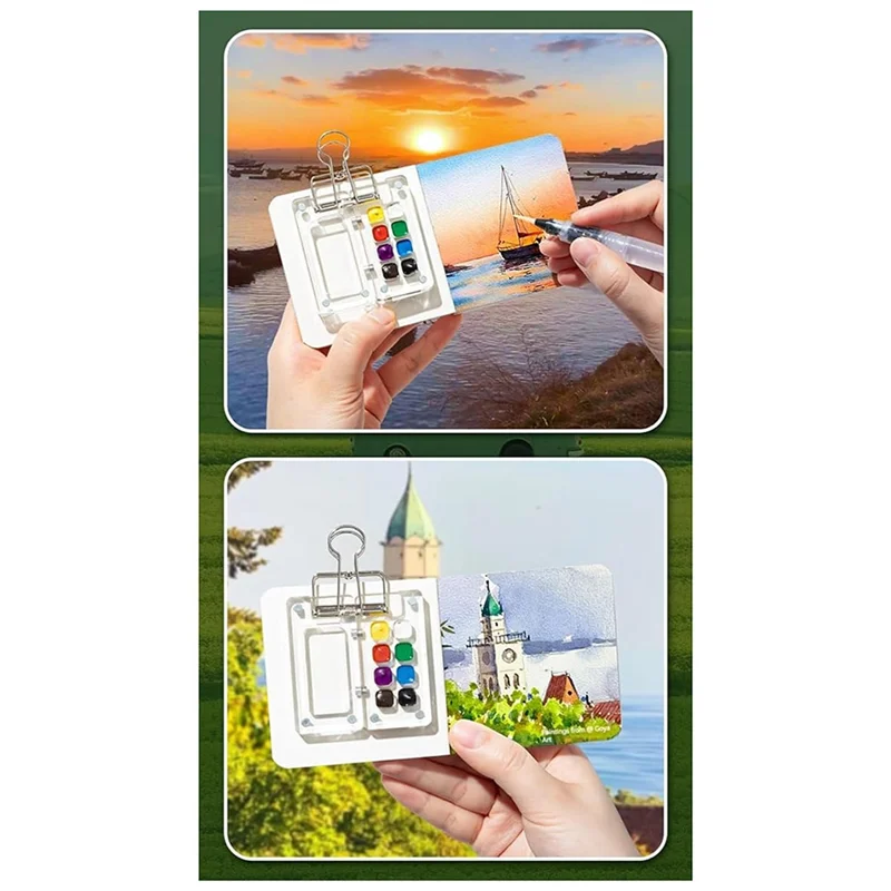 SR-paquet de Palette de peinture prête à l'emploi pour voyage, Mini Palette de peinture de voyage acrylique, Mini Palette de peinture de voyage avec Clips de reliure