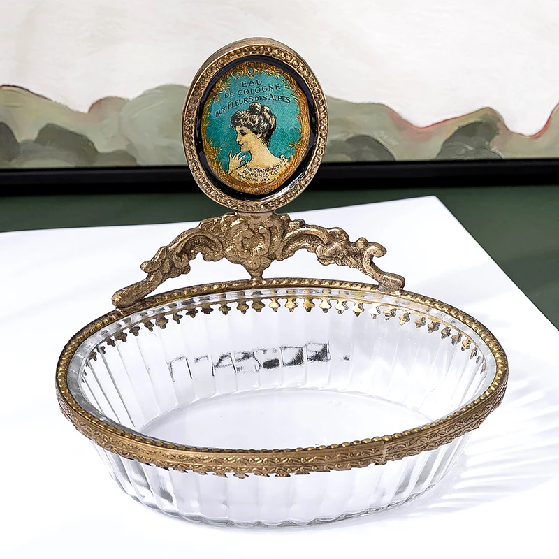 

Vintage Soap Tray, Brass Glass Bathroom Soap Dish, Jewelry Earring Storage Tray, Creative Home Decoration Ornament