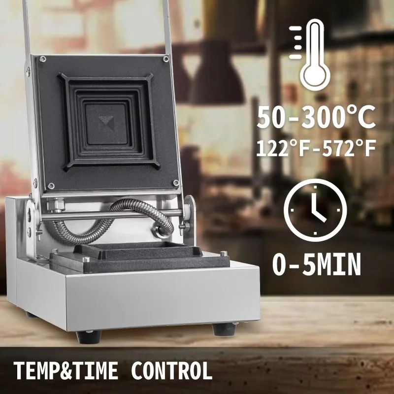 Professional Single Sandwich Maker Non-Stick Stainless Steel Electric Press for Breakfast Best Mini Commercial Use Car Outdoor