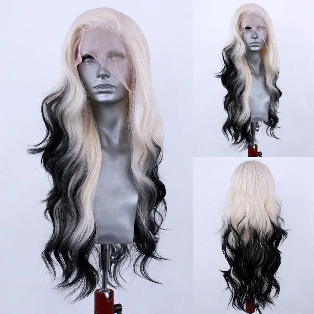 

Webster Long Body Wave Synthetic Lace Front Wig for Women Blonde to Black Omber Lace Wig Wavy Hair Red Ginger Wig Cosplay