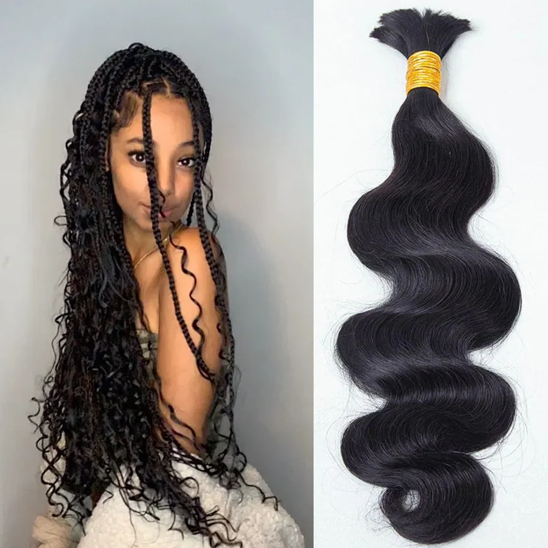 Seraphicwig100% Human Hair for Braiding, Body Wave Human Braiding Hair for Braids, Human Hair Bundles for Knotless Braids 100g 18 Inch #1B Natural Black
