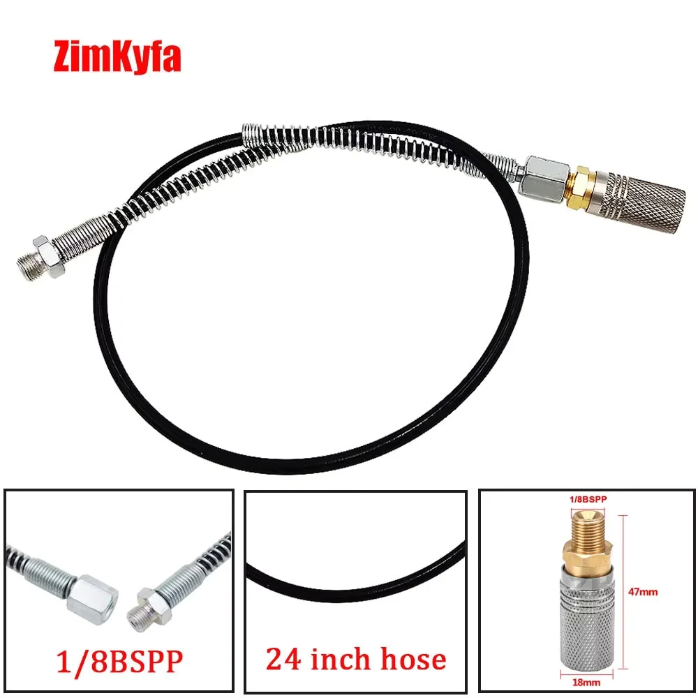 Extended Gas Charging Microbore 24'' DN3 Hose Tube 1/8 BSP with Air Fitting 8mm Quick Connect Coupler for Air Tool