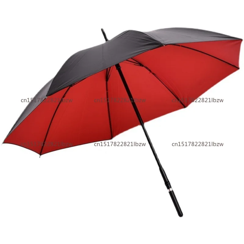 Simple self-defense umbrella creative long handle straight pole sunny rain black plastic sunshade sunscreen can be pulled out