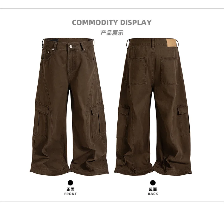 MIJKO Unisex Deconstructed Design Multi Pocket Casual Pants Wide Leg Functional Work Trousers Trendy for Men And Women Z046#