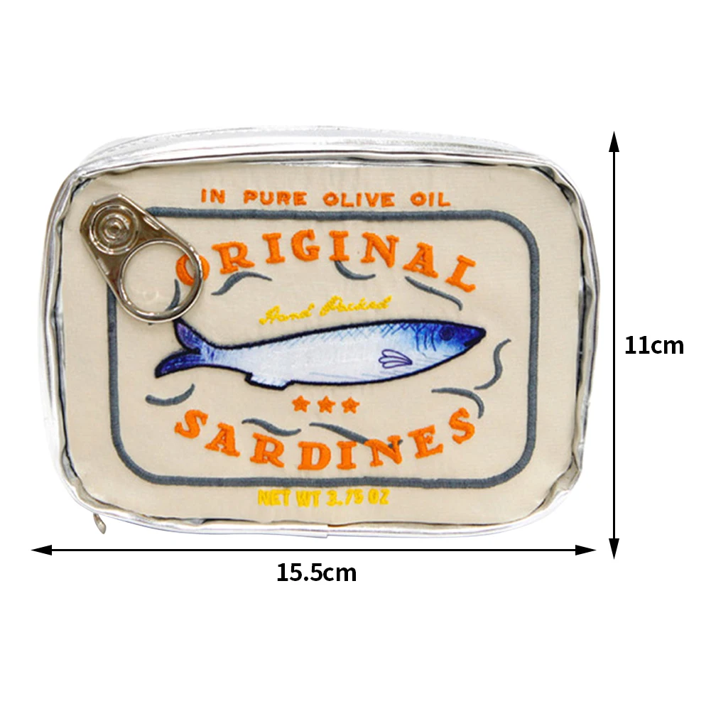 Sardine in scatola borsa cosmetica da viaggio da donna borsa da toilette carina cerniera di moda portatile creativa multifunzione per le vacanze del