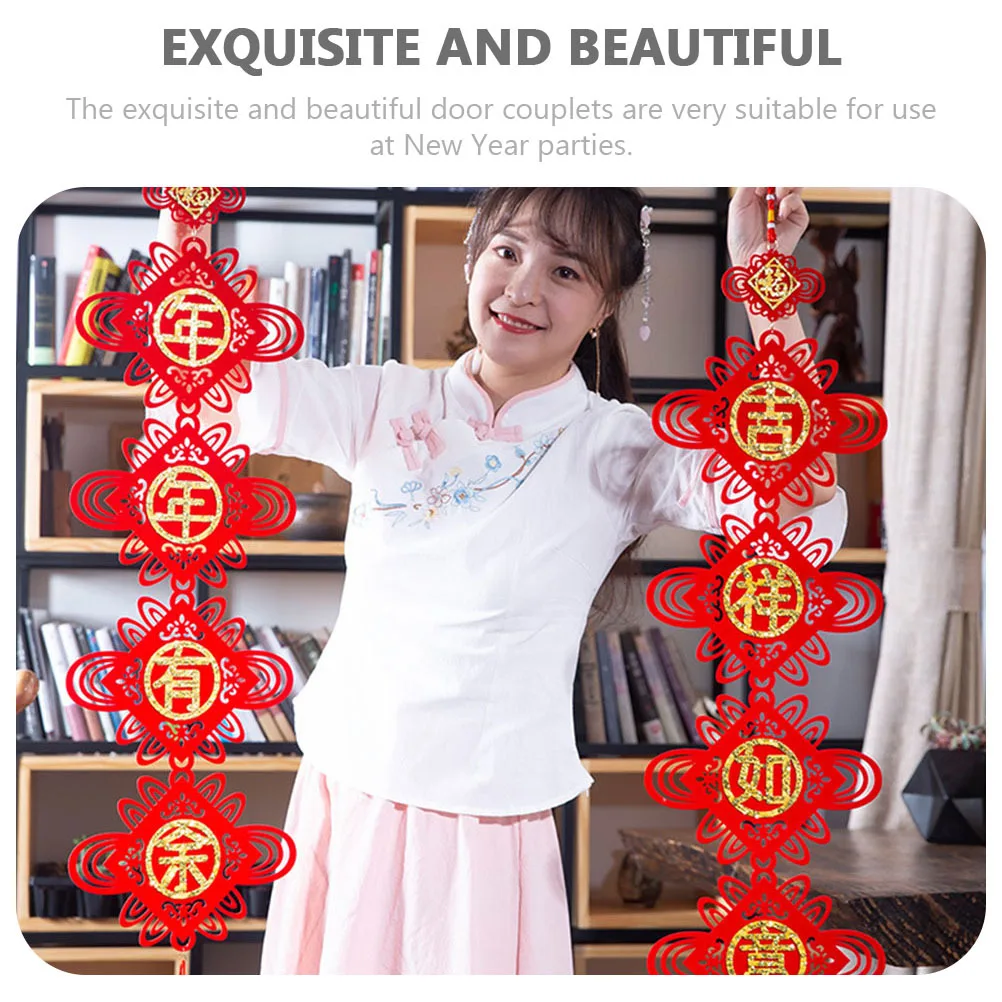 

1Pair Chinese New Year Couplets Door Hanging Ornaments Festive Decoration Material Creative Design Home Office Parties