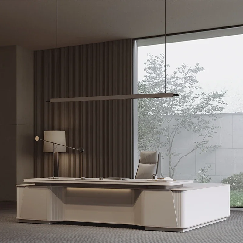 Factory Direct 2026 Standing Large Desk Organizer President Storage Modern Long Straight Office Desk Manager Light Luxury Escrit