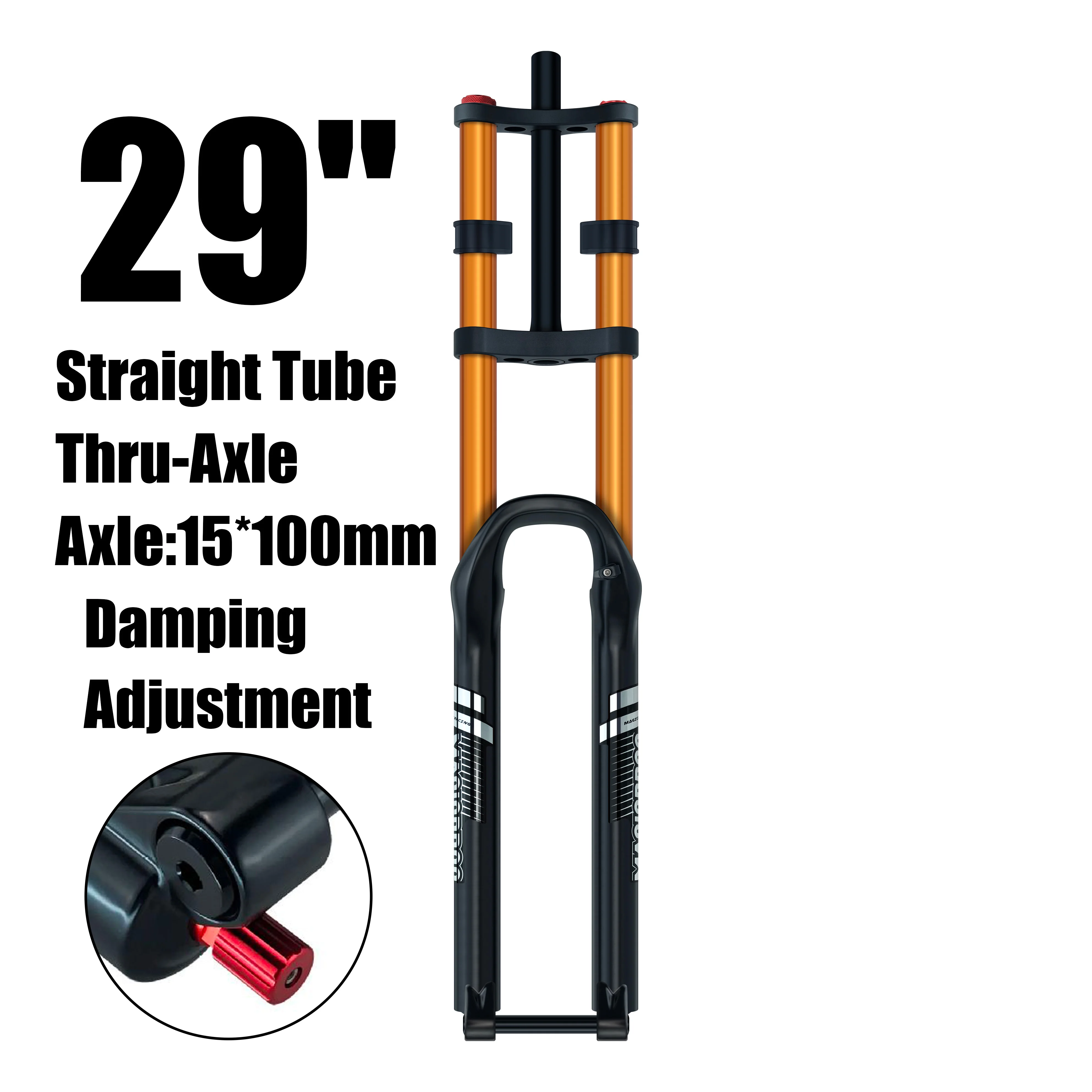 MAGICBROS Dubbele Schouder Luchtvering Vork Schijfrem 180MM Veerweg 15*100 / 110MM Elektrische E-Bike Mountainbike Lucht Vork