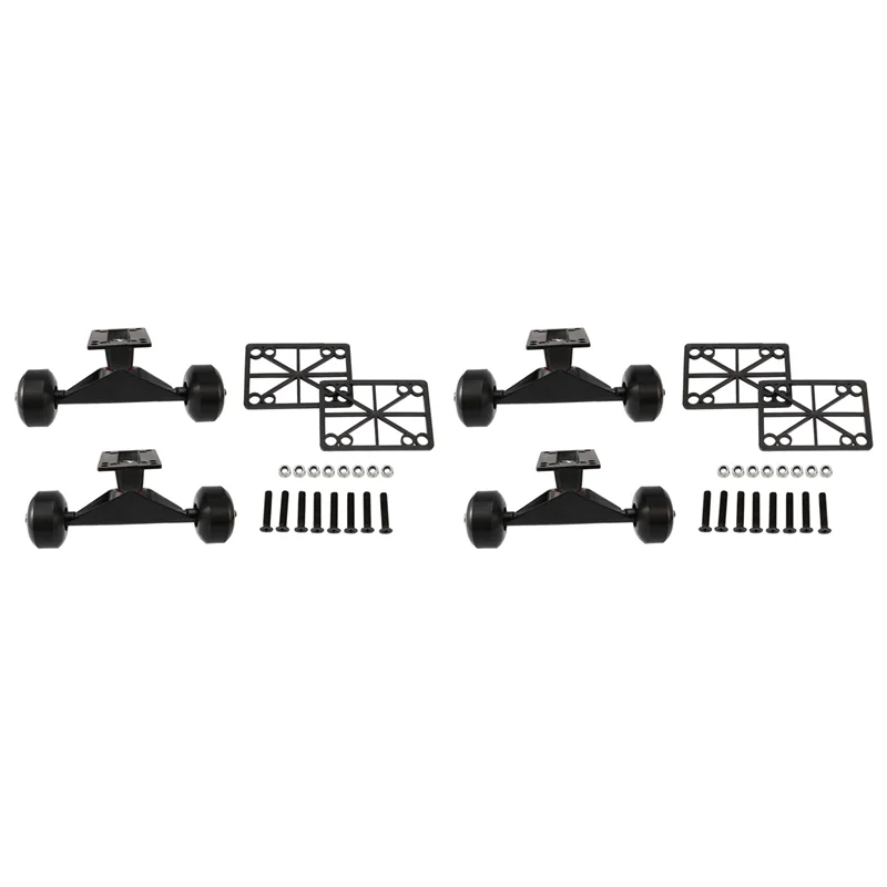 

Y49A-4 Sets Skate Board Wheels Aluminum Alloy Skateboard Trucks Rubber Four-Wheel Longboard Parts Mini Cruiser,Black