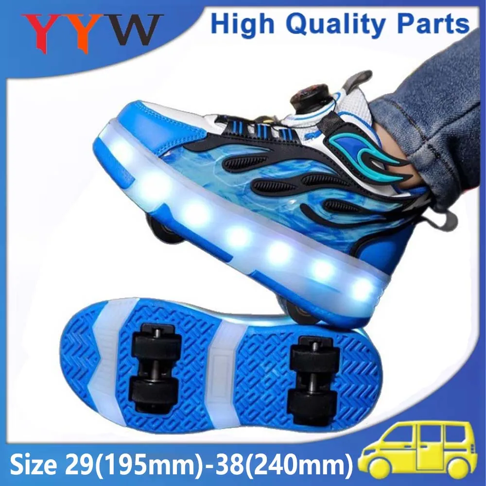 

2025 New Roller Sneakers Wheels Shoes With LED Light For Boys Girls Outdoor Skating Parkour Inline Skate Shoes Gift Size 29-38