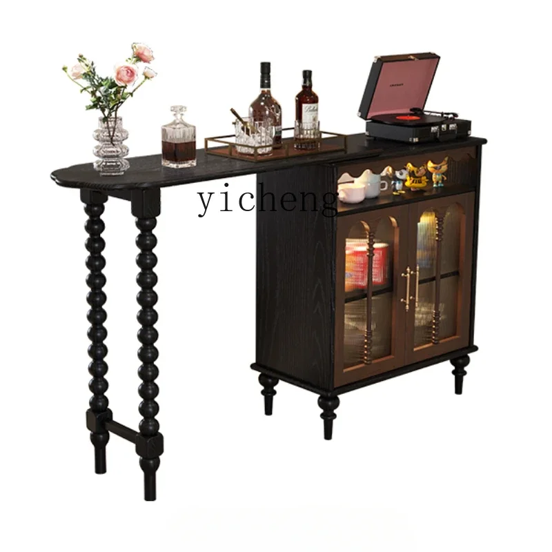 

TQH Telescopic Bar Counter, Living Room Partition, Multi-functional Storage, Dining Side Cabinet, integrated Solid Wood Rack