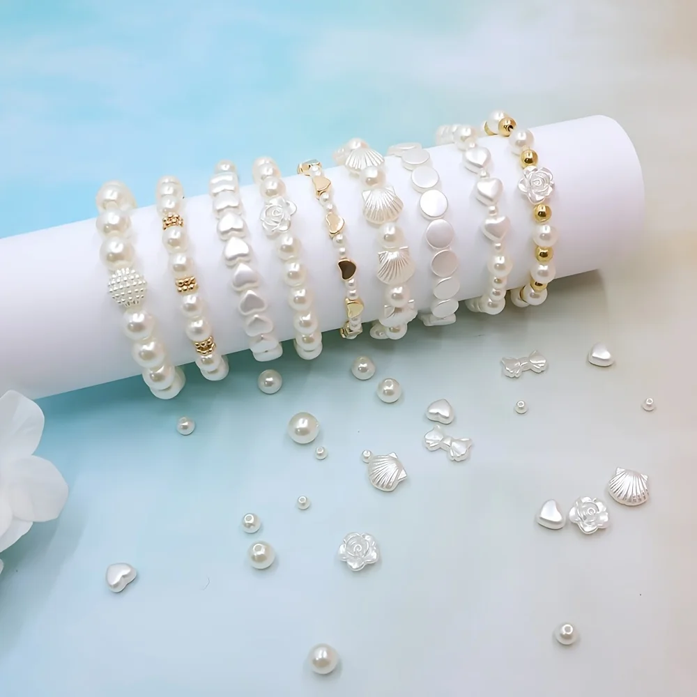 6-10mm Acrylic Round Bead Golden Heart and Various Perforated Decorative Bead Set Boxes, Can Be Used as Gift Bracelets for DIY image 4